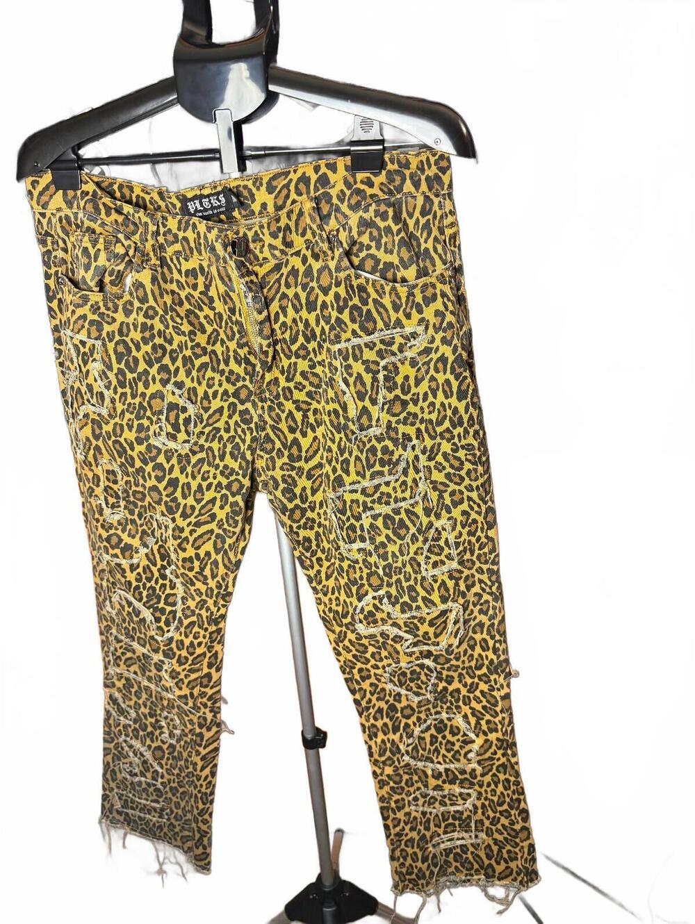 Politics Leopard Print all over Distressed Jeans sz 38